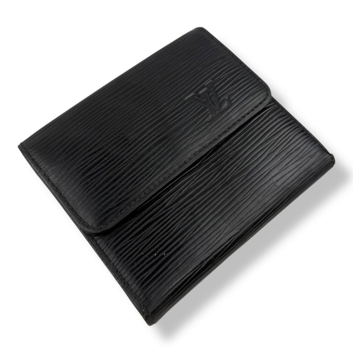 Louis Vuitton Vintage Black Epi Compact Bifold Wallet Purse - Lux Central