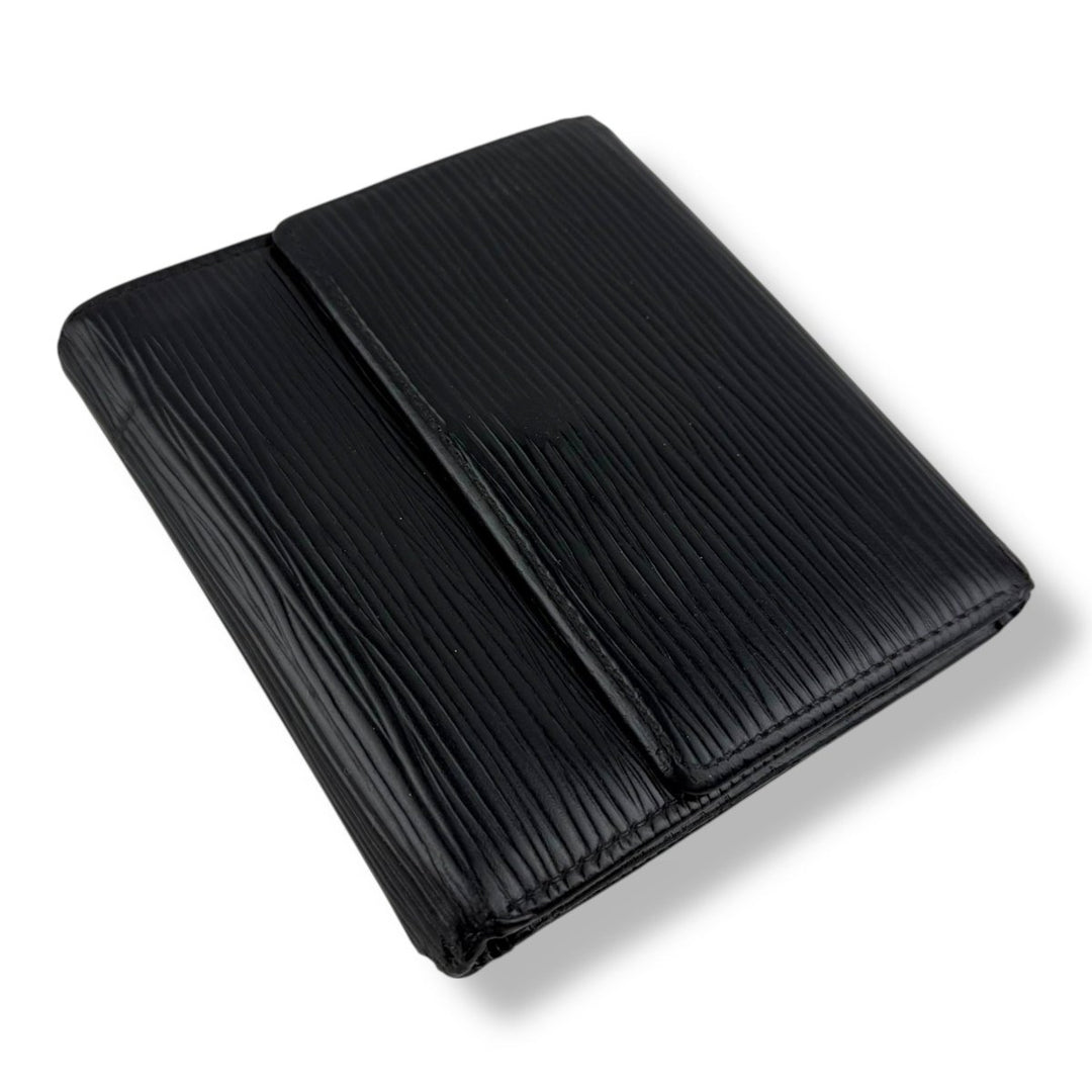 Louis Vuitton Vintage Black Epi Compact Bifold Wallet Purse - Lux Central