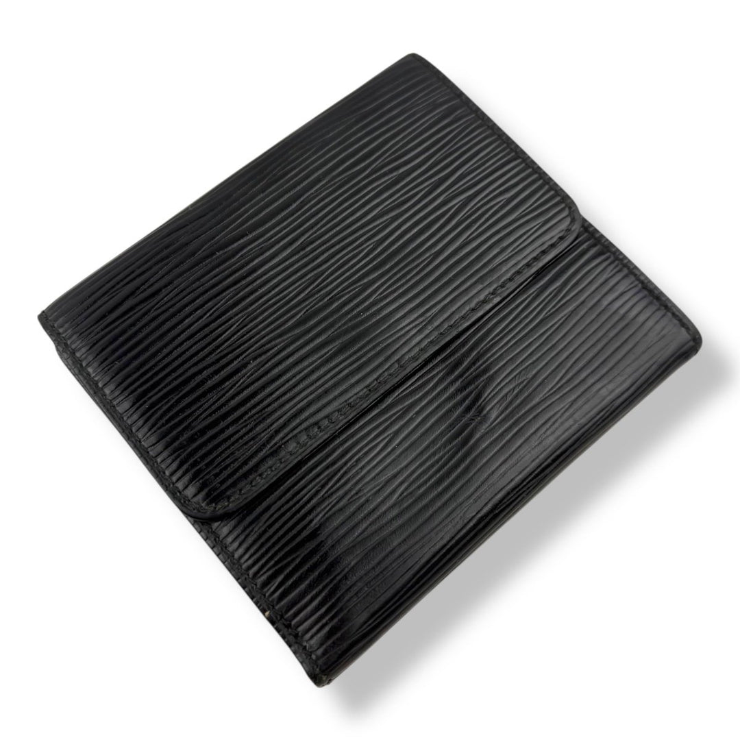 Louis Vuitton Vintage Black Epi Compact Bifold Wallet Purse - Lux Central
