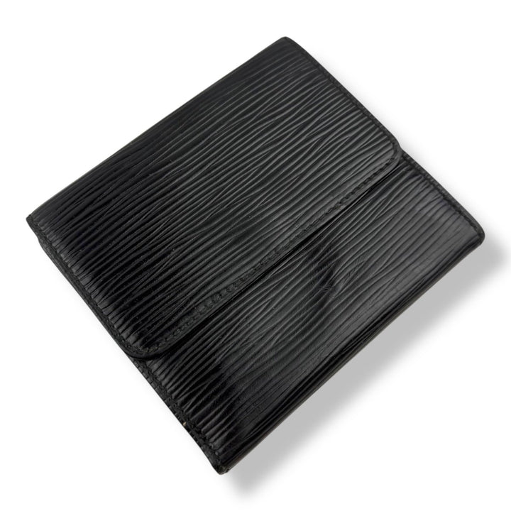 Louis Vuitton Vintage Black Epi Compact Bifold Wallet Purse - Lux Central