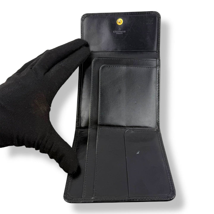 Louis Vuitton Vintage Black Epi Compact Bifold Wallet Purse - Lux Central