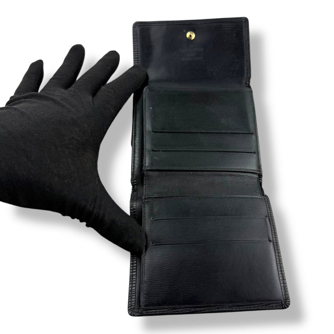 Louis Vuitton Vintage Black Epi Compact Bifold Wallet Purse - Lux Central