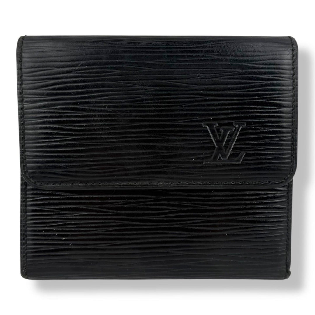 Louis Vuitton Vintage Black Epi Compact Bifold Wallet Purse - Lux Central