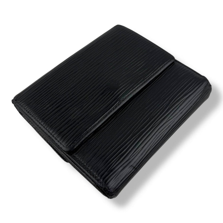 Louis Vuitton Vintage Black Epi Compact Bifold Wallet Purse - Lux Central