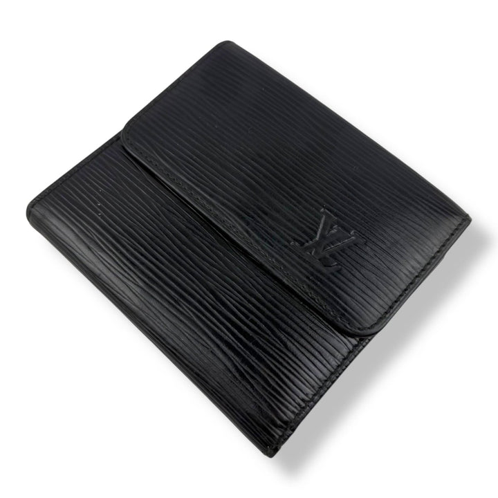 Louis Vuitton Vintage Black Epi Compact Bifold Wallet Purse - Lux Central