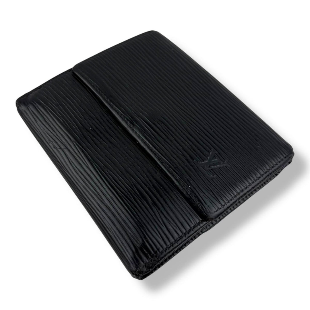 Louis Vuitton Vintage Black Epi Compact Bifold Wallet Purse - Lux Central
