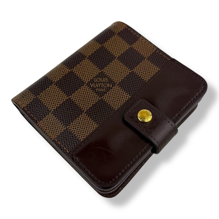 Louis Vuitton Vintage Brown Damier Compact Zip Wallet Purse - Lux Central