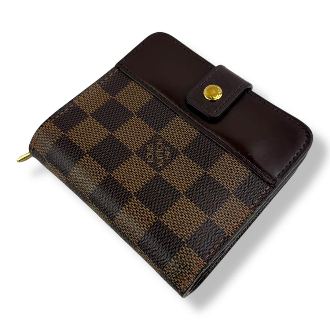Louis Vuitton Vintage Brown Damier Compact Zip Wallet Purse - Lux Central