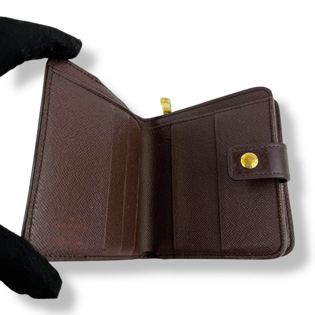 Louis Vuitton Vintage Brown Damier Compact Zip Wallet Purse - Lux Central
