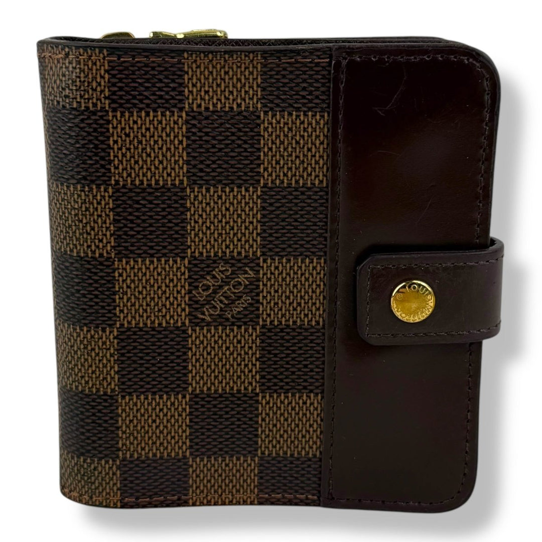 Louis Vuitton Vintage Brown Damier Compact Zip Wallet Purse - Lux Central