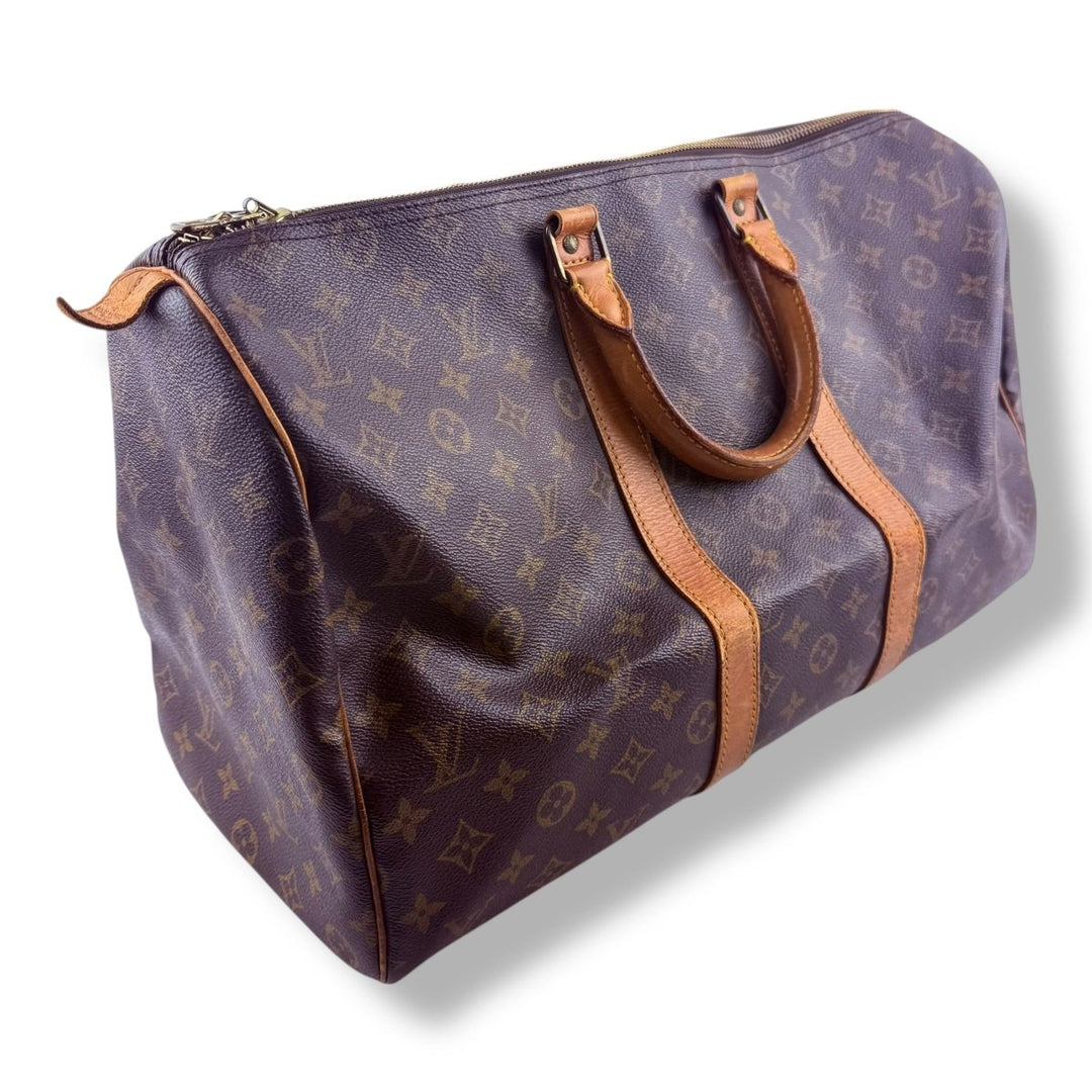 Louis Vuitton Vintage Brown Monogram 45 Keepall Duffle Bag - Lux Central
