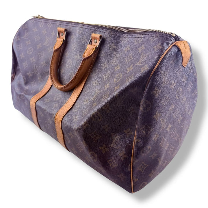 Louis Vuitton Vintage Brown Monogram 45 Keepall Duffle Bag - Lux Central