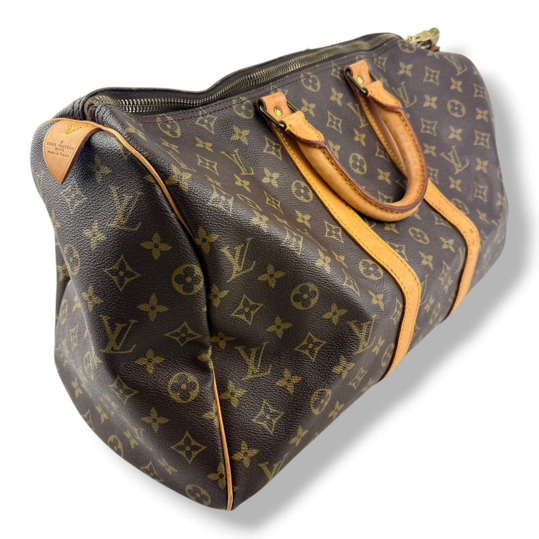 Louis Vuitton Vintage Brown Monogram 45 Keepall Duffle Bag - Lux Central