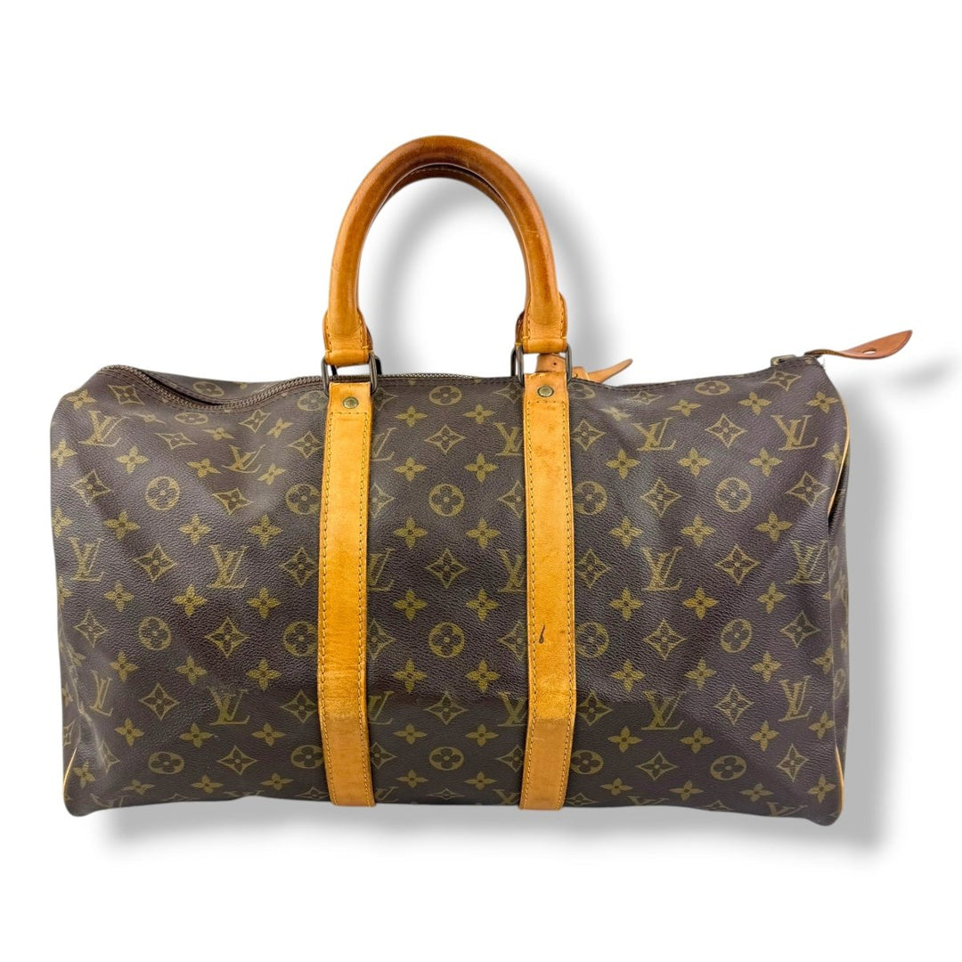 Louis Vuitton Vintage Brown Monogram 45 Keepall Duffle Bag - Lux Central