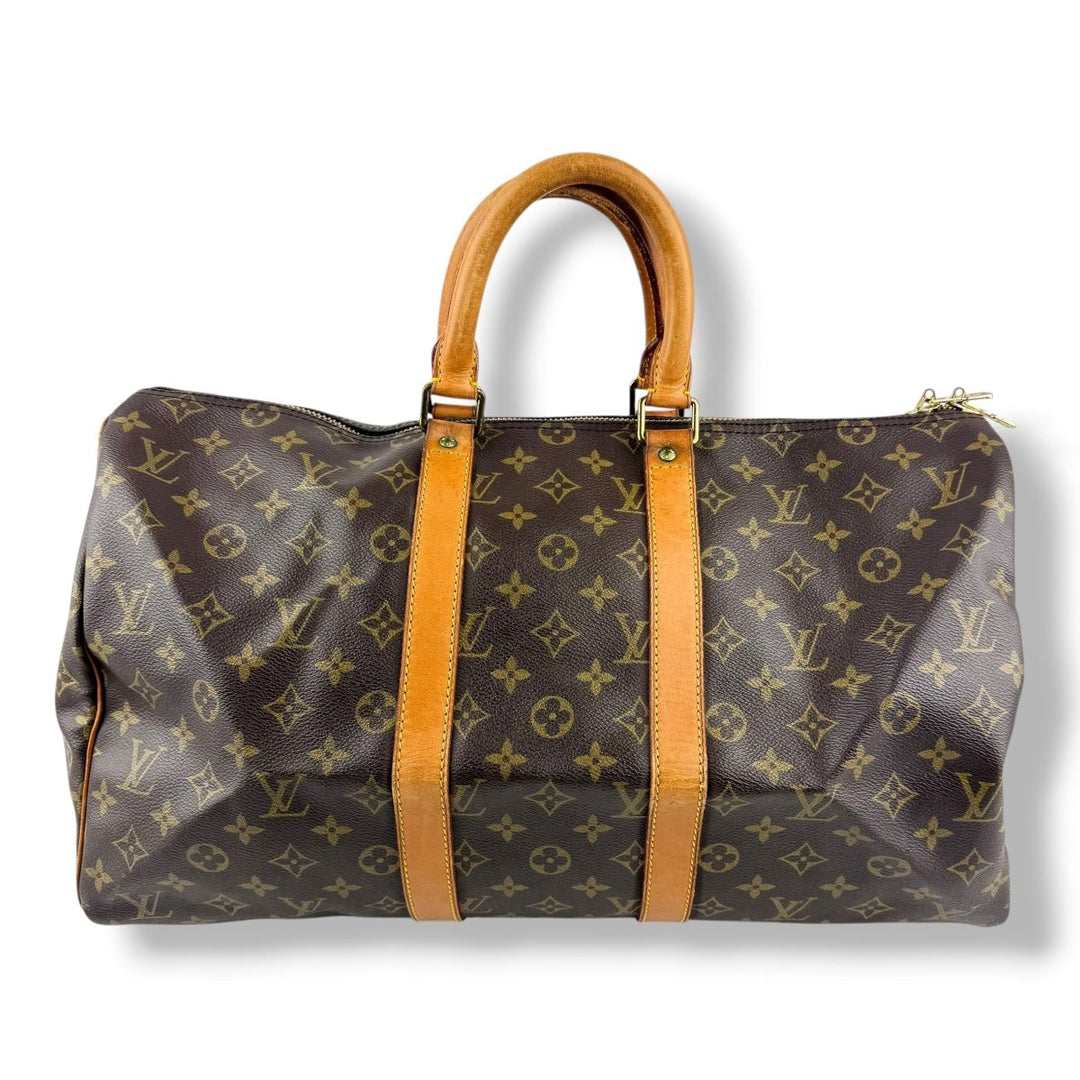 Louis Vuitton Vintage Brown Monogram 45 Keepall Duffle Bag - Lux Central