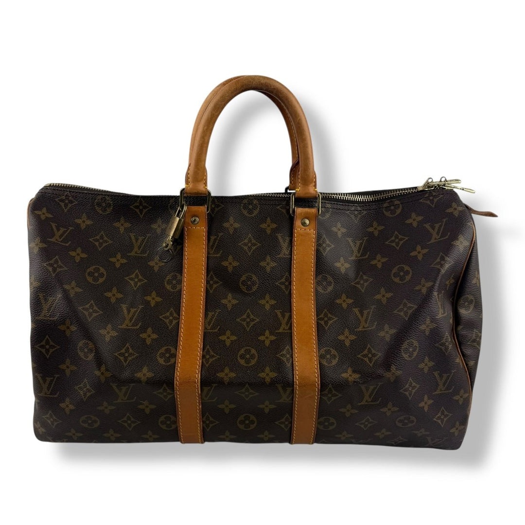 Louis Vuitton Vintage Brown Monogram 45 Keepall Duffle Bag - Lux Central