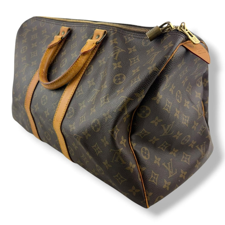 Louis Vuitton Vintage Brown Monogram 45 Keepall Duffle Bag - Lux Central
