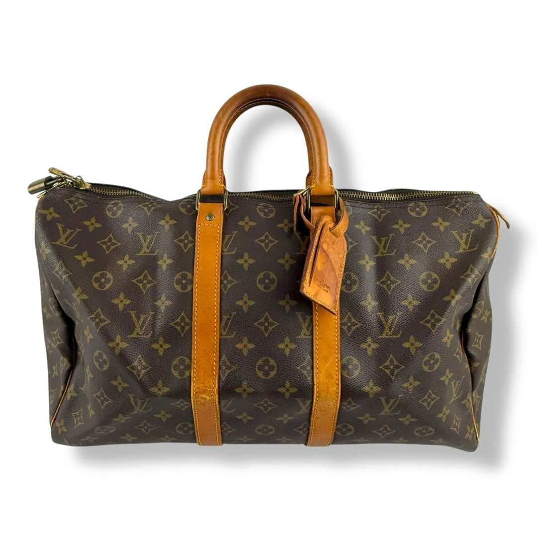 Louis Vuitton Vintage Brown Monogram 45 Keepall Duffle Bag - Lux Central