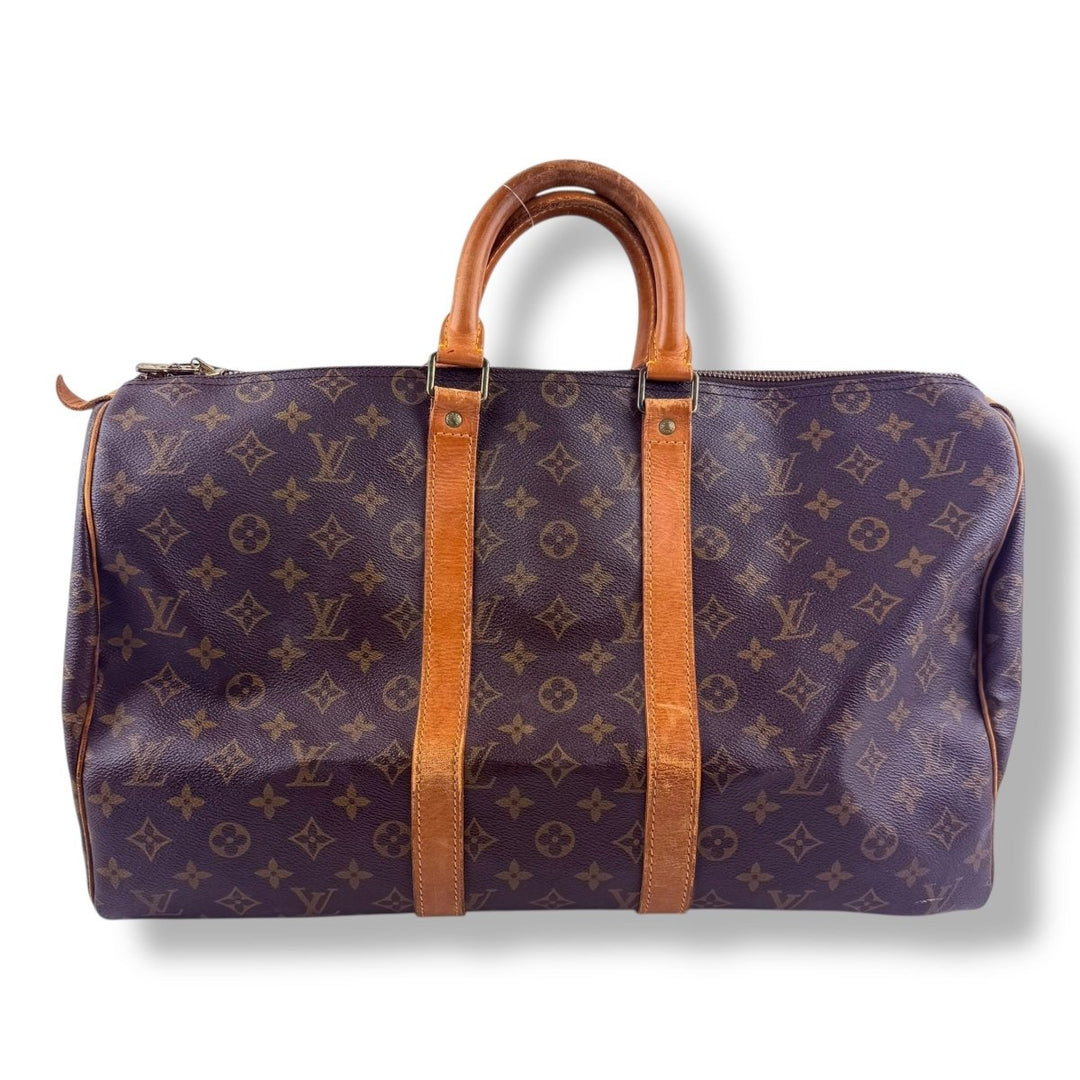 Louis Vuitton Vintage Brown Monogram 45 Keepall Duffle Bag - Lux Central