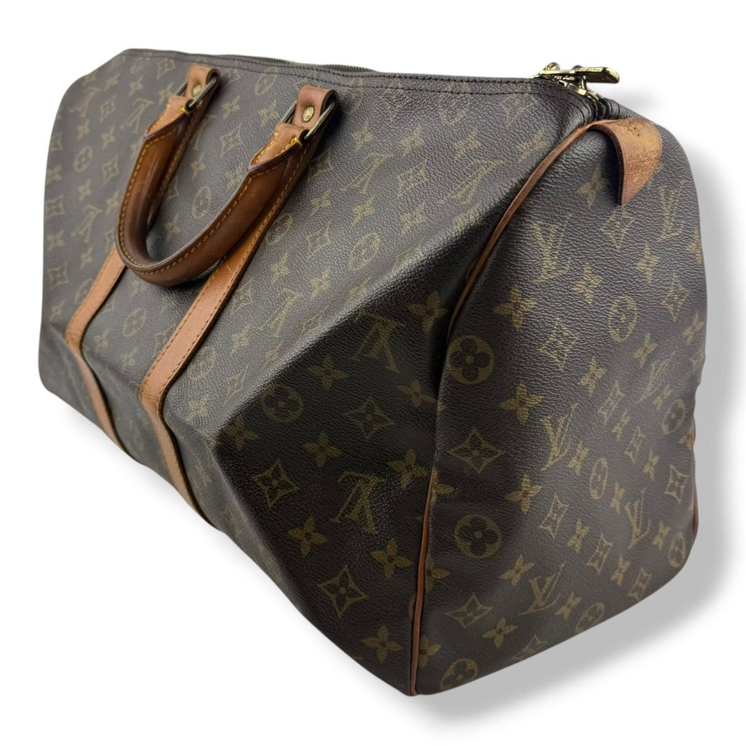 Louis Vuitton Vintage Brown Monogram 45 Keepall Duffle Bag - Lux Central