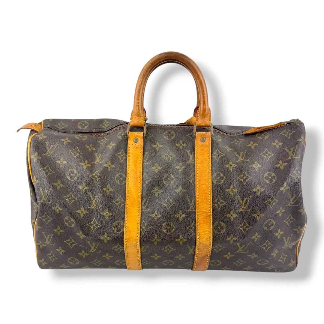 Louis Vuitton Vintage Brown Monogram 45 Keepall Duffle Bag - Lux Central
