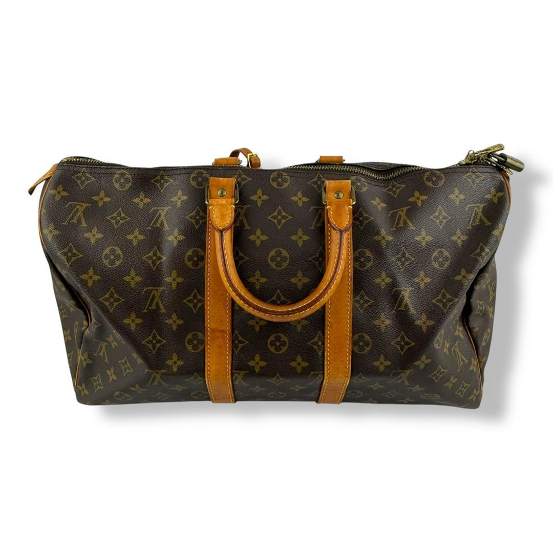 Louis Vuitton Vintage Brown Monogram 45 Keepall Duffle Bag - Lux Central