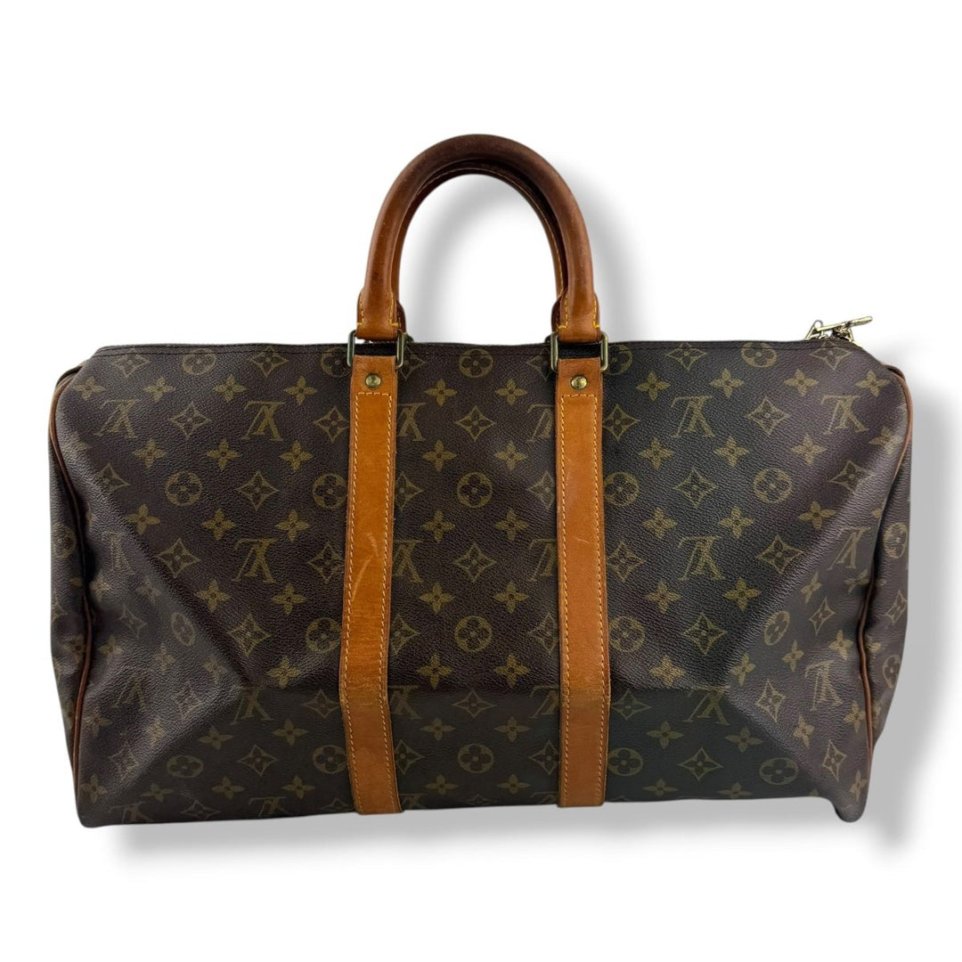 Louis Vuitton Vintage Brown Monogram 45 Keepall Duffle Bag - Lux Central