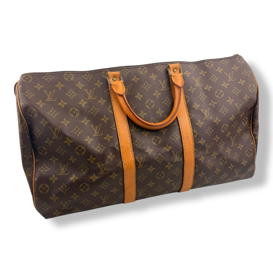 Louis Vuitton Vintage Brown Monogram 50 Keepall Duffle Bag - Lux Central