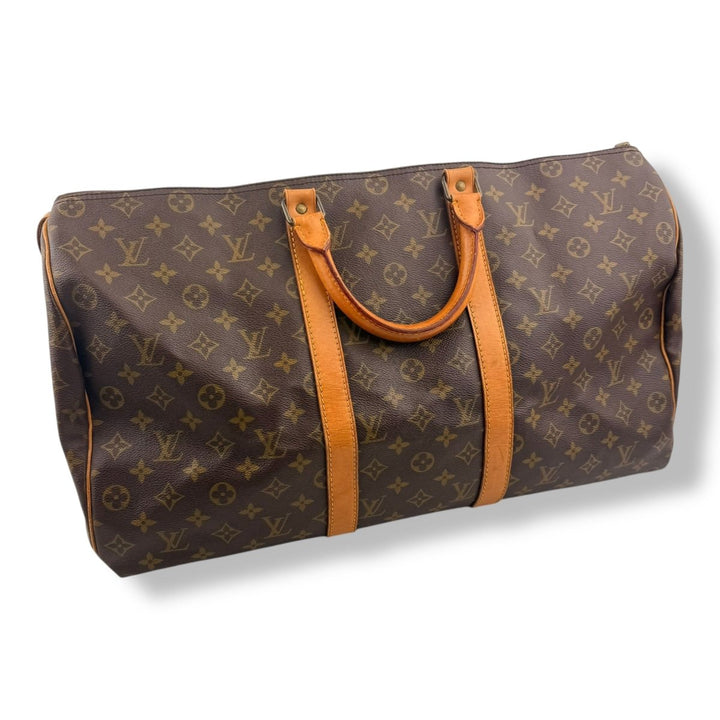 Louis Vuitton Vintage Brown Monogram 50 Keepall Duffle Bag - Lux Central