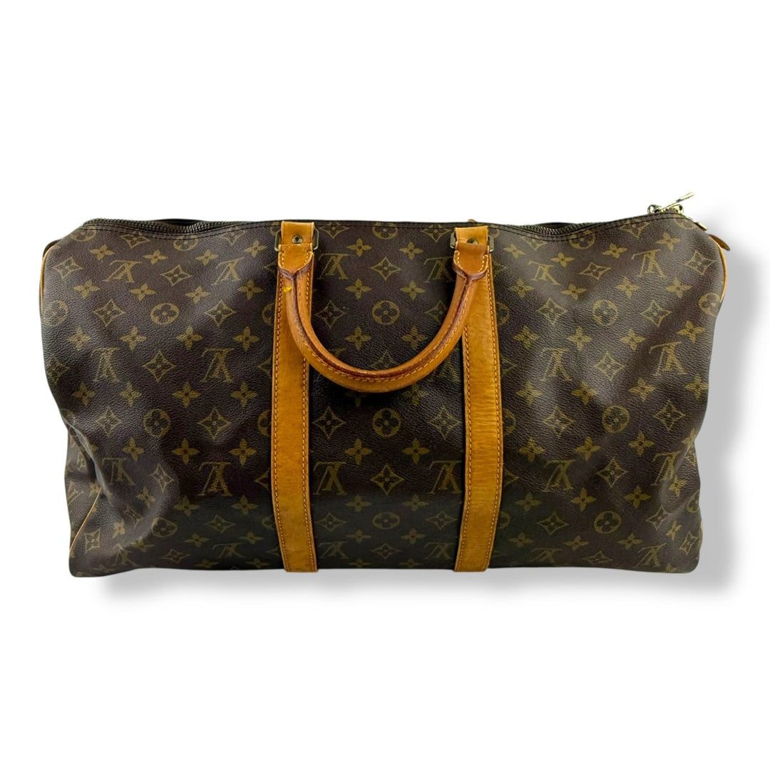 Louis Vuitton Vintage Brown Monogram 50 Keepall Duffle Bag - Lux Central