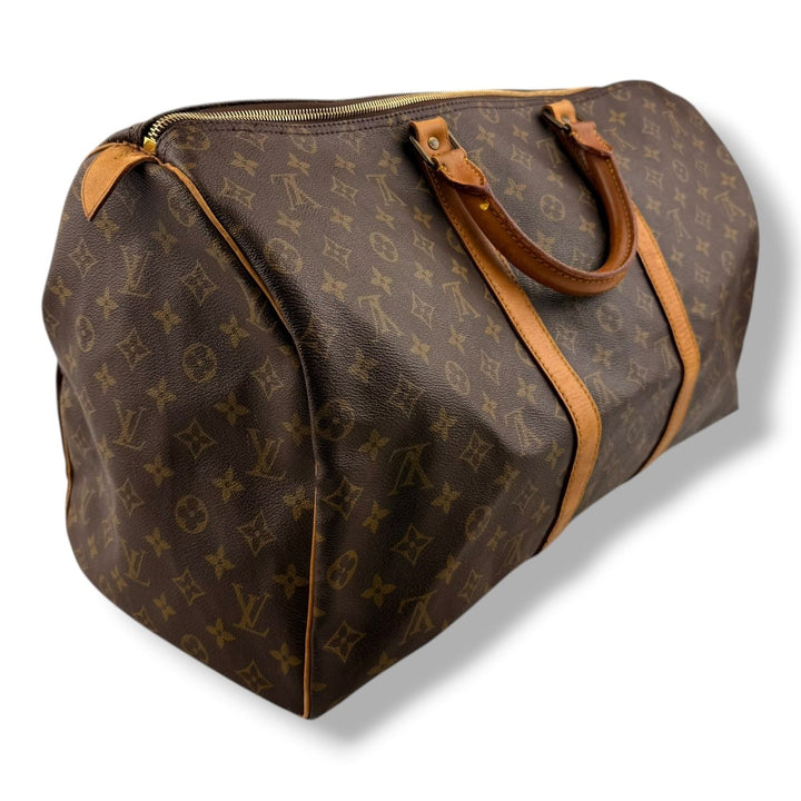 Louis Vuitton Vintage Brown Monogram 50 Keepall Duffle Bag - Lux Central