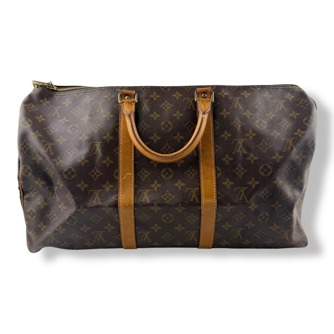 Louis Vuitton Vintage Brown Monogram 50 Keepall Duffle Bag - Lux Central