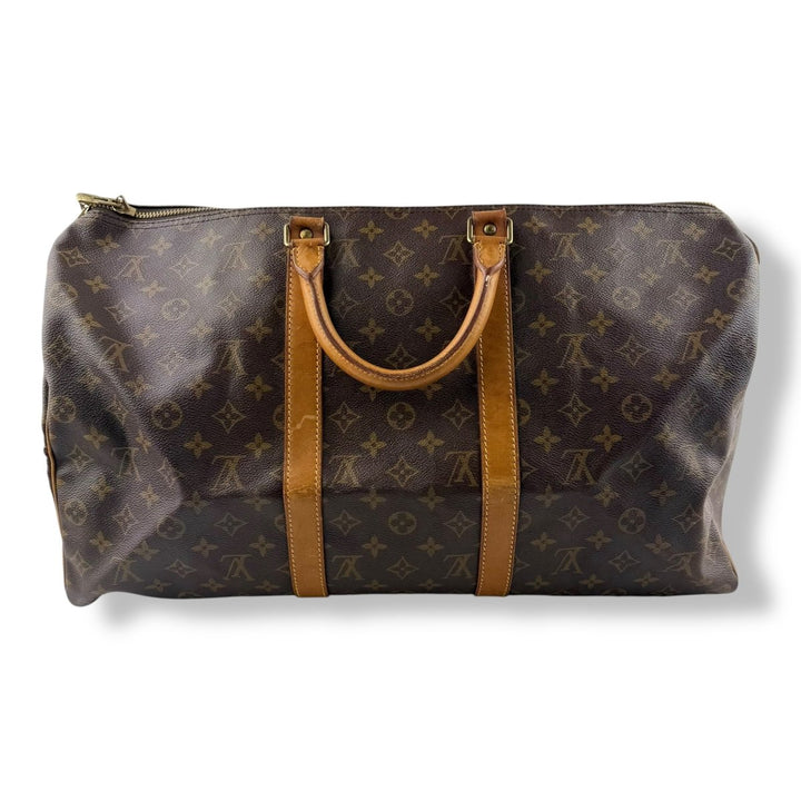 Louis Vuitton Vintage Brown Monogram 50 Keepall Duffle Bag - Lux Central