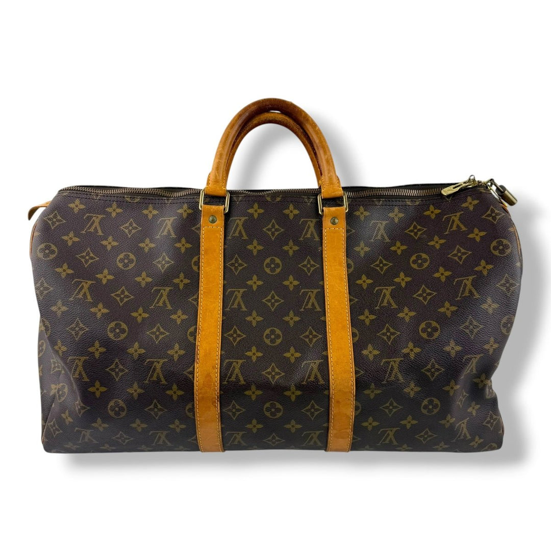 Louis Vuitton Vintage Brown Monogram 50 Keepall Duffle Bag - Lux Central