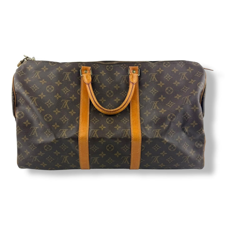 Louis Vuitton Vintage Brown Monogram 50 Keepall Duffle Bag - Lux Central
