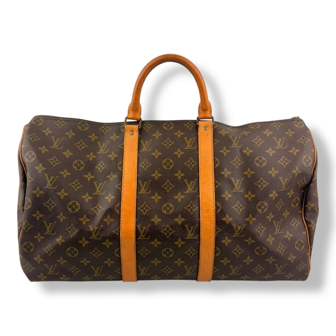 Louis Vuitton Vintage Brown Monogram 50 Keepall Duffle Bag - Lux Central