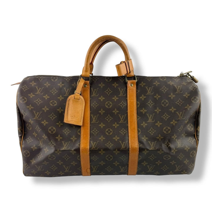 Louis Vuitton Vintage Brown Monogram 50 Keepall Duffle Bag - Lux Central