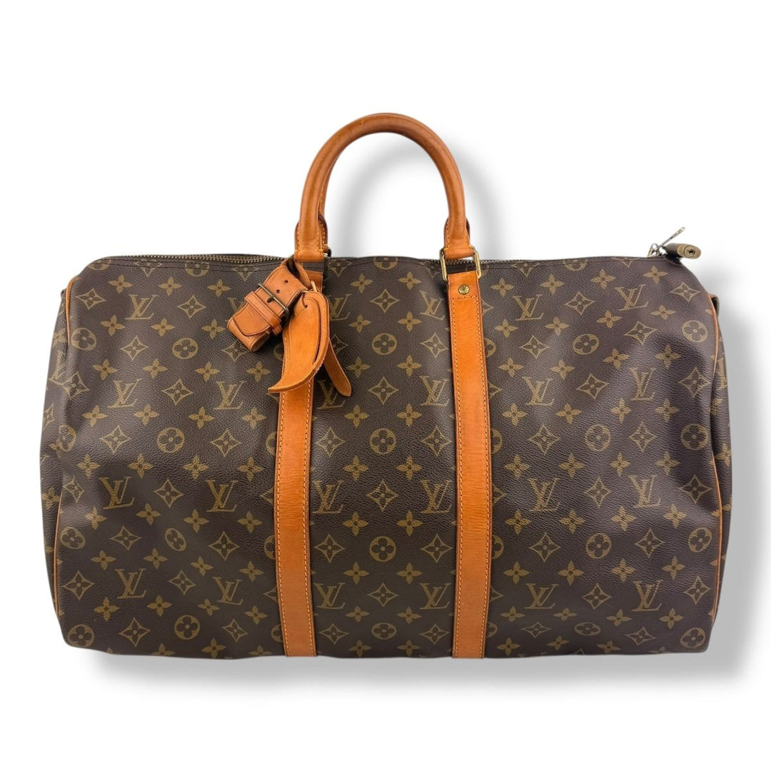 Louis Vuitton Vintage Brown Monogram 50 Keepall Duffle Bag - Lux Central