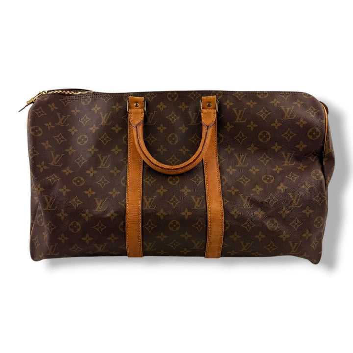 Louis Vuitton Vintage Brown Monogram 50 Keepall Duffle Bag - Lux Central