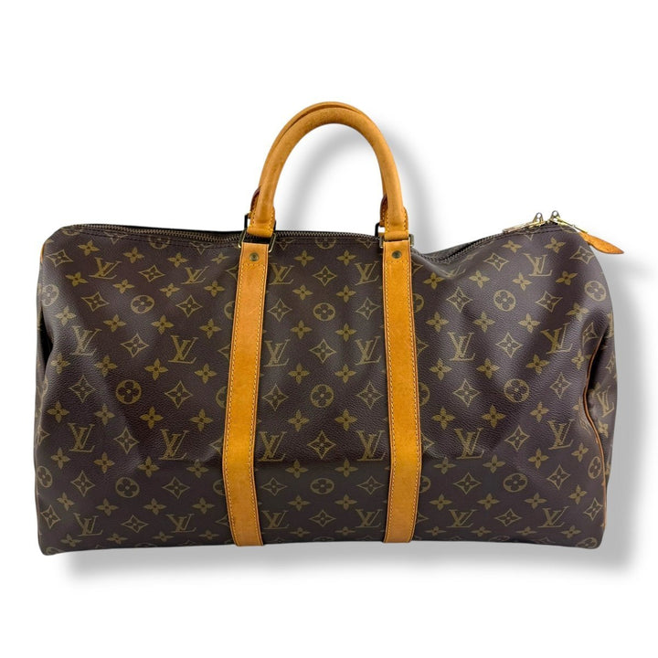 Louis Vuitton Vintage Brown Monogram 50 Keepall Duffle Bag - Lux Central