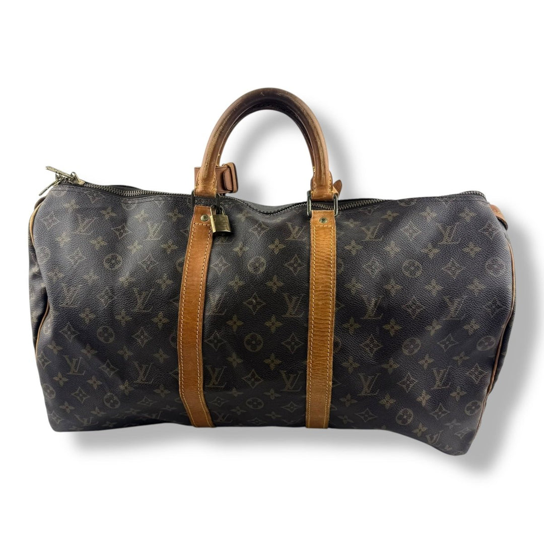 Louis Vuitton Vintage Brown Monogram 50 Keepall Duffle Bag - Lux Central