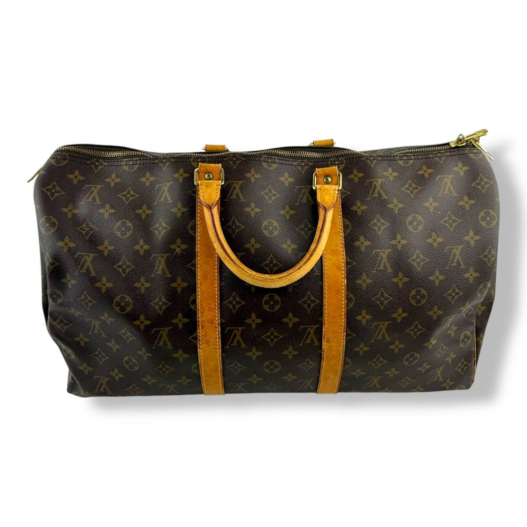 Louis Vuitton Vintage Brown Monogram 50 Keepall Duffle Bag - Lux Central