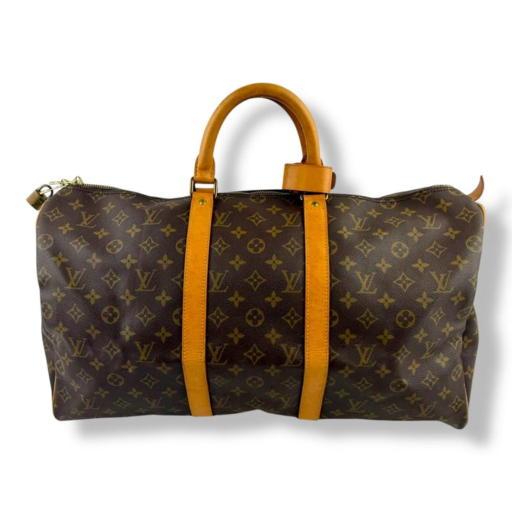 Louis Vuitton Vintage Brown Monogram 50 Keepall Duffle Bag - Lux Central