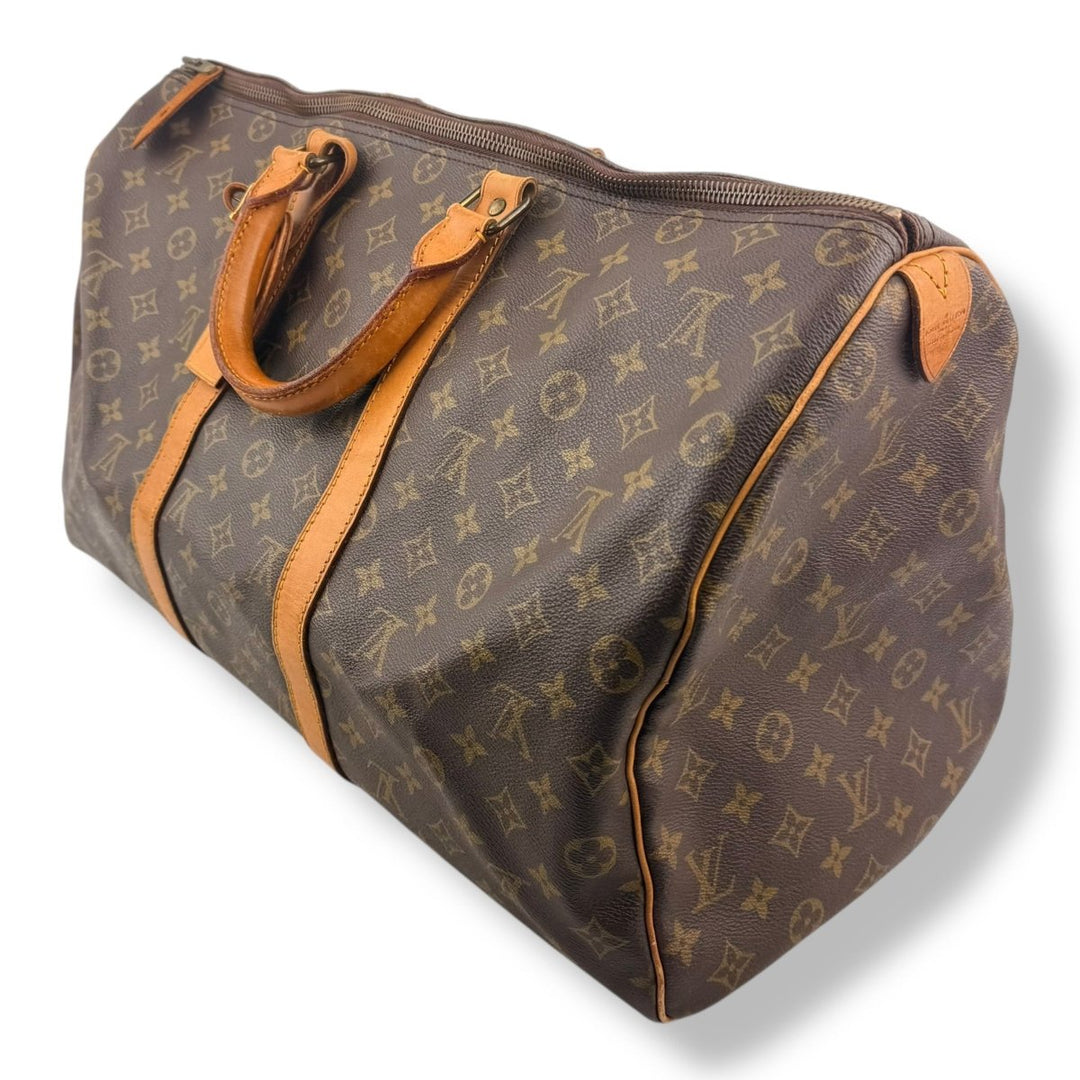 Louis Vuitton Vintage Brown Monogram 50 Keepall Duffle Bag - Lux Central