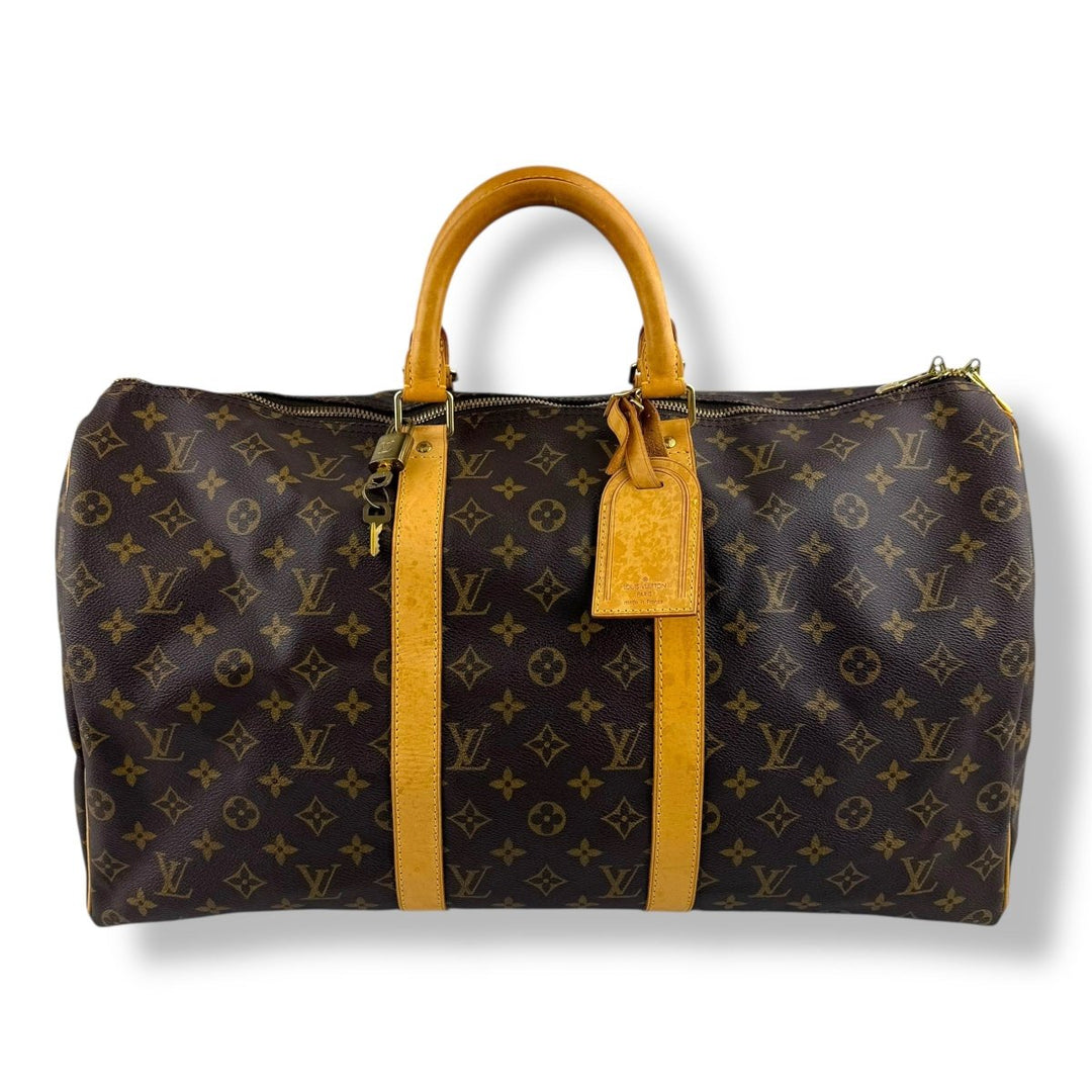 Louis Vuitton Vintage Brown Monogram 50 Keepall Duffle Bag - Lux Central