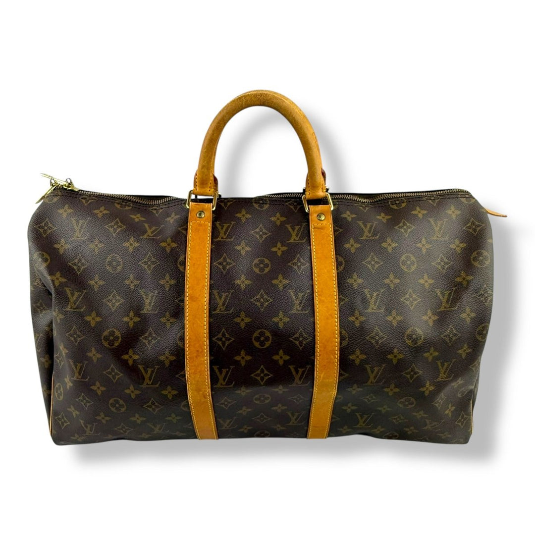 Louis Vuitton Vintage Brown Monogram 50 Keepall Duffle Bag - Lux Central