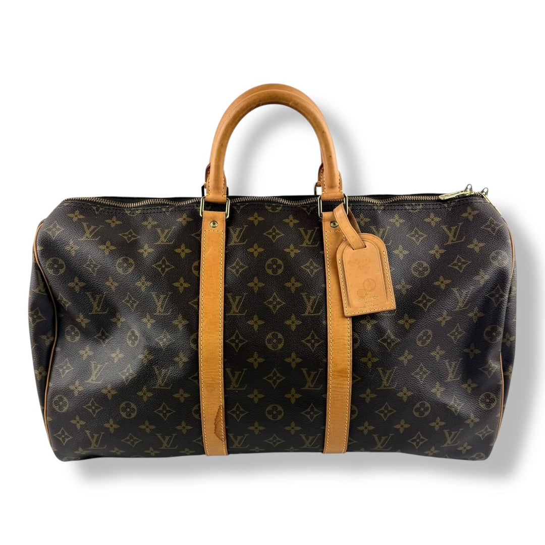 Louis Vuitton Vintage Brown Monogram 50 Keepall Duffle Bag - Lux Central