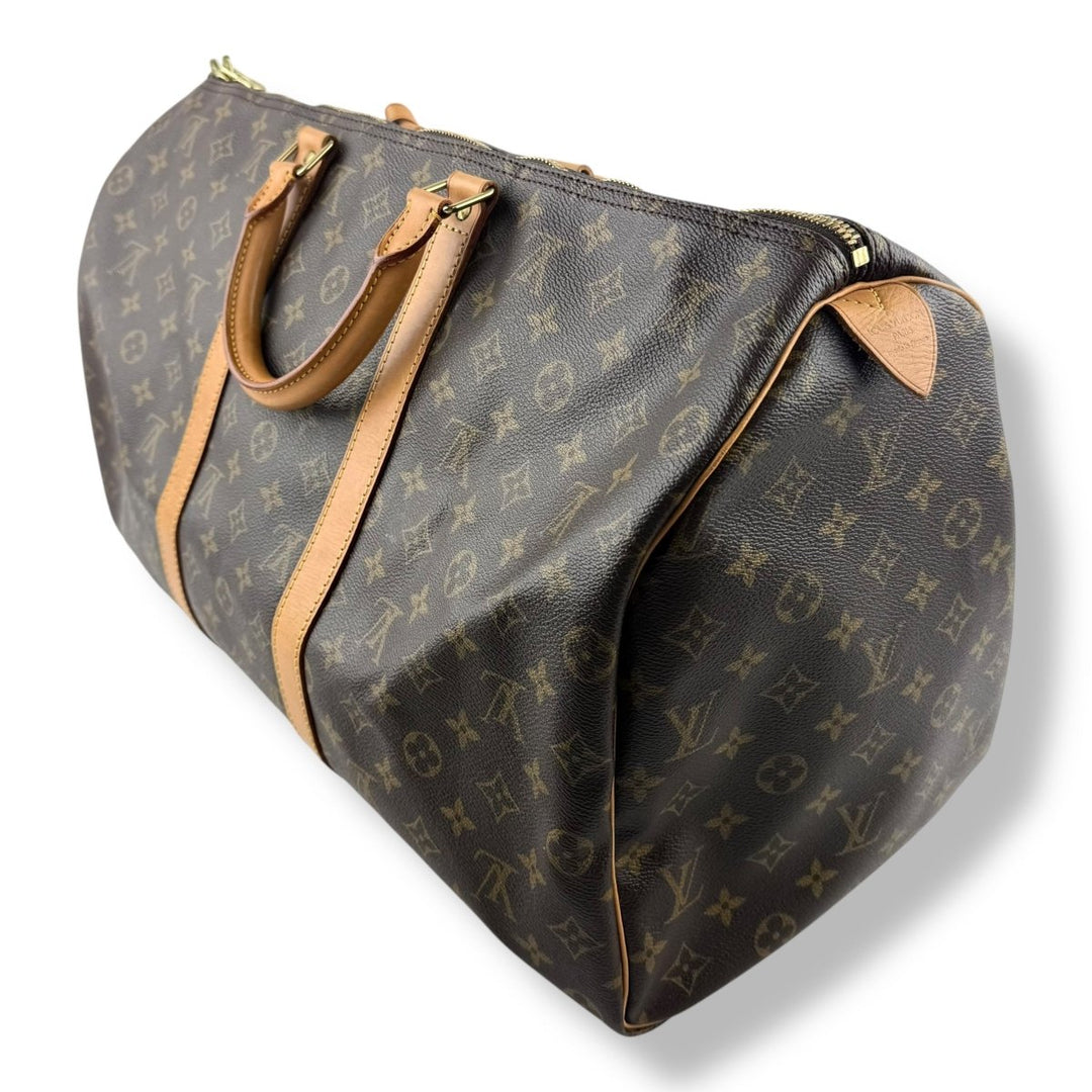 Louis Vuitton Vintage Brown Monogram 50 Keepall Duffle Bag - Lux Central
