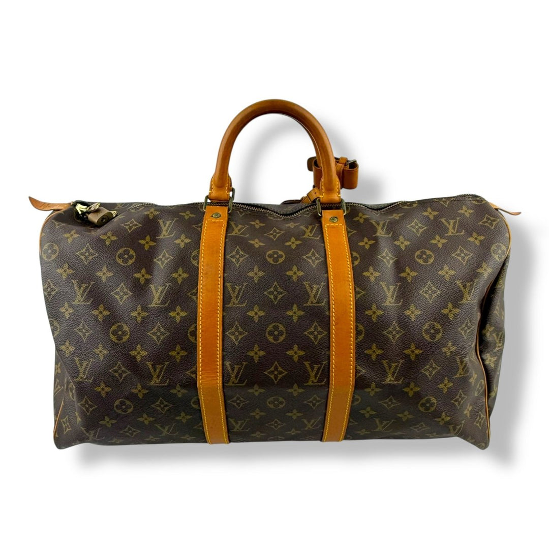 Louis Vuitton Vintage Brown Monogram 50 Keepall Duffle Bag - Lux Central