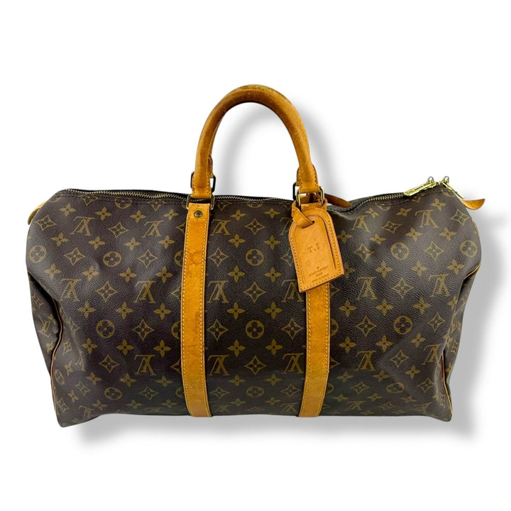 Louis Vuitton Vintage Brown Monogram 50 Keepall Duffle Bag - Lux Central
